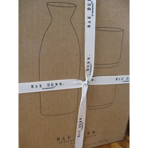 New Rae Dunn Magenta Large Letter Matte Black Ceramic SAKE & SIP Drink Set 3Pc - Picture 7 of 7